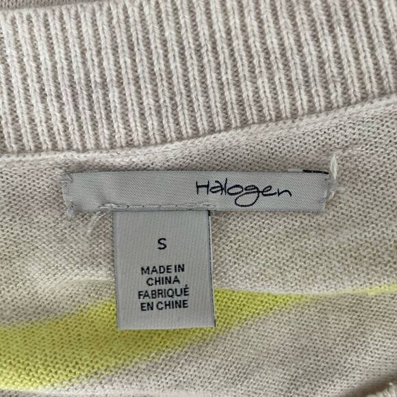 HALOGEN Sweater Womens Small Yellow Breton Stripe Sequins Pullover - Picture 9 of 10